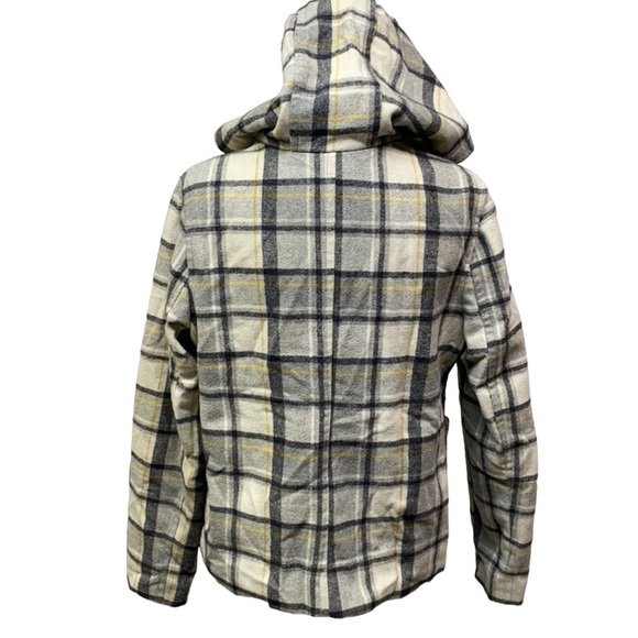 Old Navy Plaid Hooded Tiger Tooth Buttons Wool Jacket - Picture 4 of 8